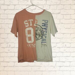 Cold Rush T-Shirt Women's Size M School Theme Tee Orange/ White Colorblock